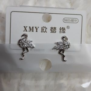 🆕EARRING  SHINING CUBIC ZIRCONIA INLAID SWAN HIGH